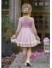 Blush Pink Tulle Layered Flower Girl Dress With Lace Hem